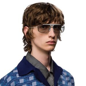 PRADA GREY/SILVER RUNWAY UNISEX SUNGLASSES SPR 50V